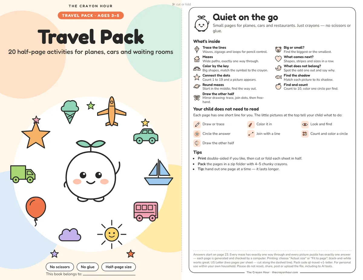 Travel Pack half-page activities